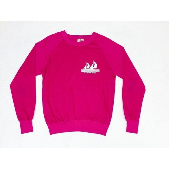 Vintage Daytona Beach Sweatshirt Hot Pink XL Womens Tourist - Picture 1 of 8